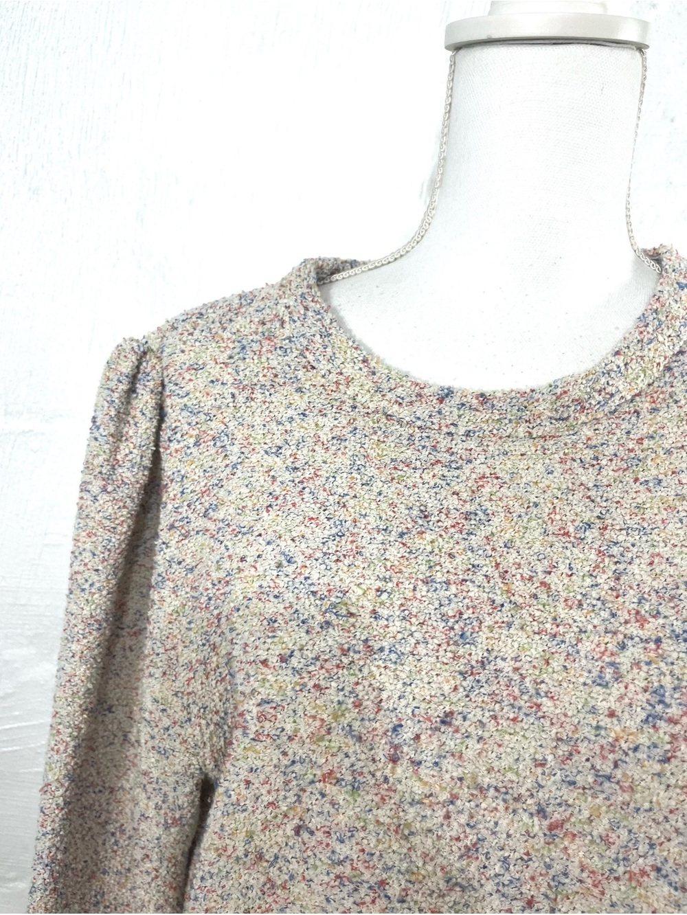LOU & GREY FOR LOFT COLOFUL PULLOVER PUFFY SLEEVE TOP